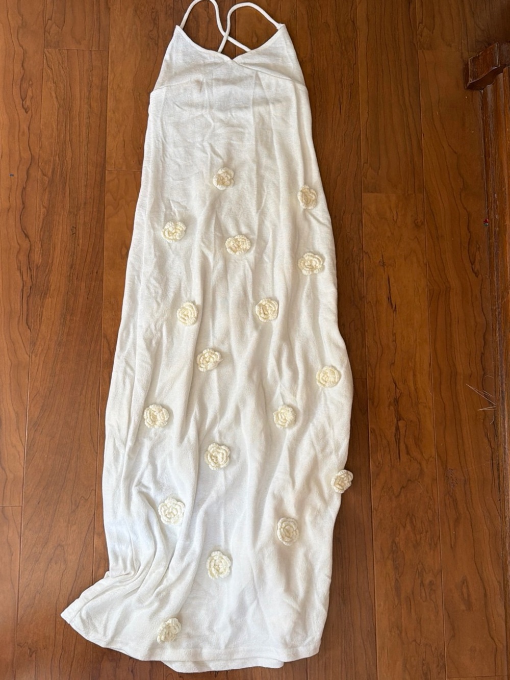 White Floral Appliqué Maxi Skirt